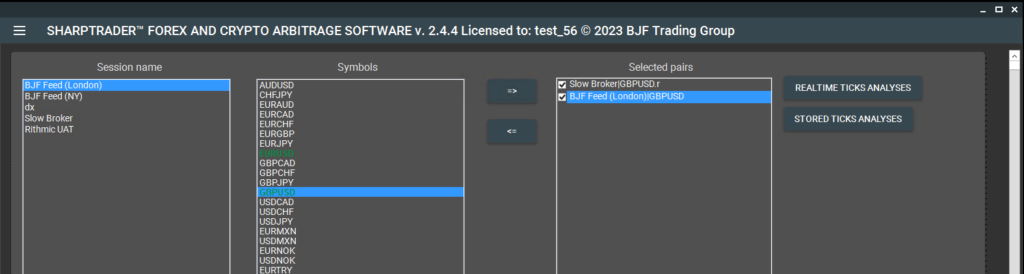 SharpTrader -How to add brokers and instruments into ticks analyses