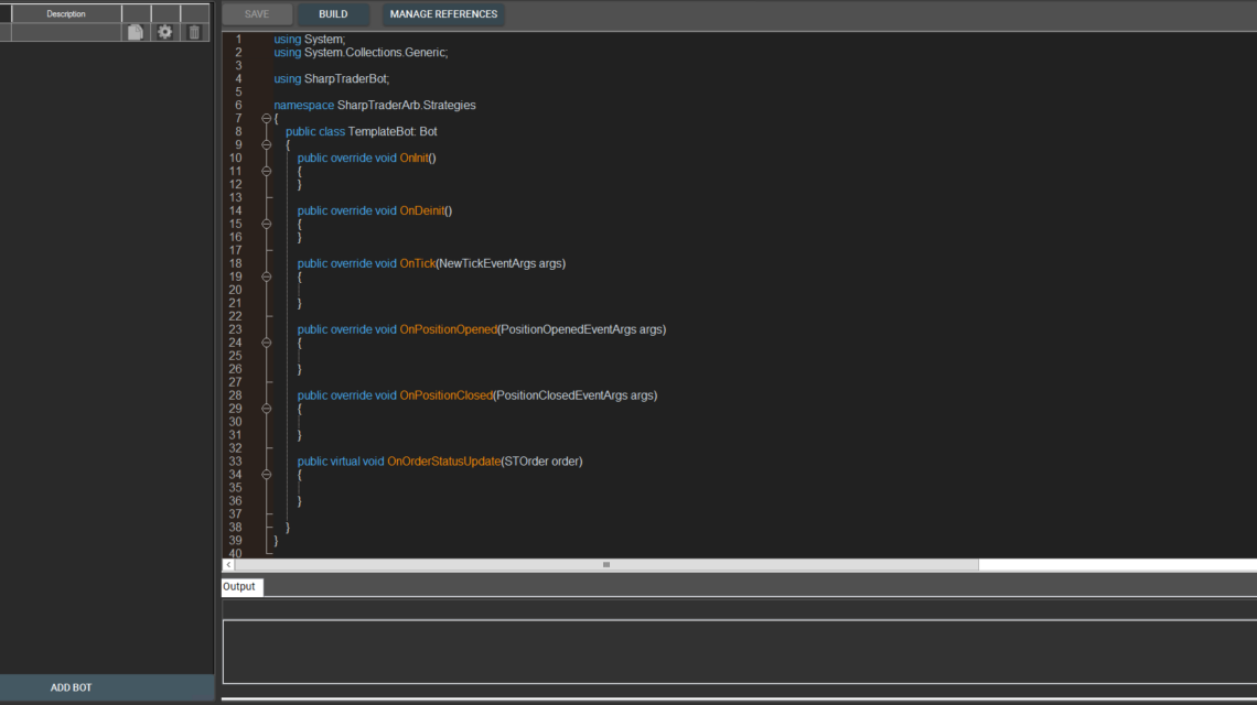 SharpTrader Coding Module - create your custom bot