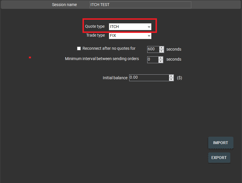 create new sharptrader quotes ITCH session