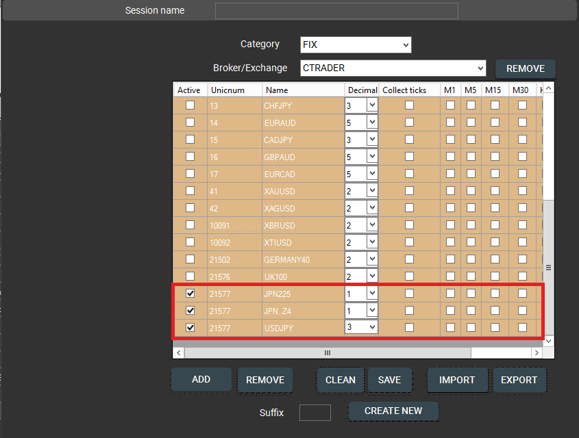 SharpTrader how to add trading instruments in symbols tab