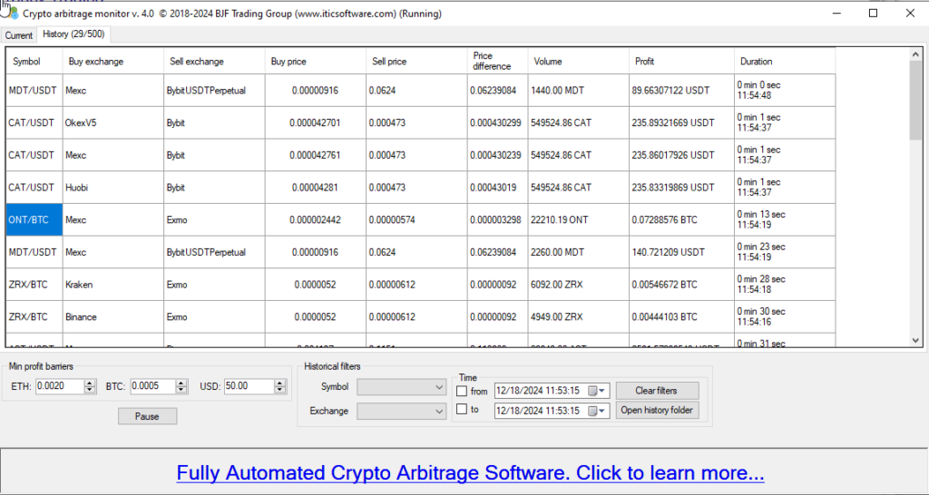 crypto arbitrage scanner arbitrage opportunities history