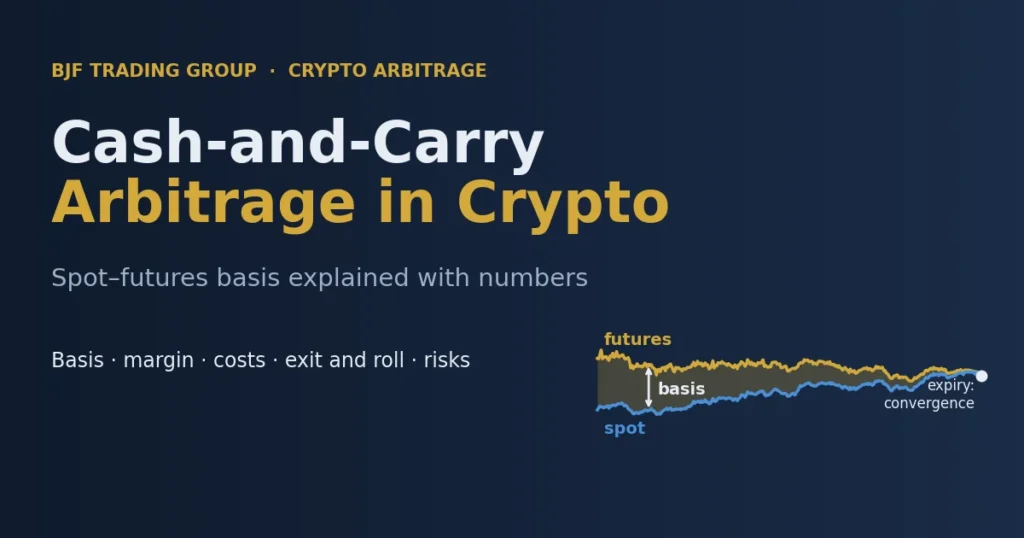 Cash-and-carry arbitrage in crypto: futures price above spot converging at expiry