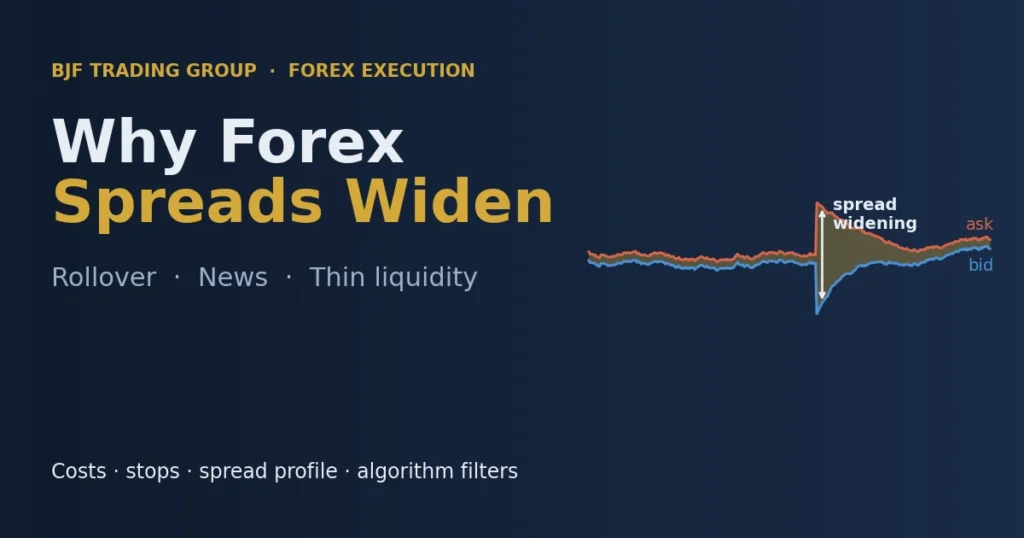 Forex spread widening: bid and ask prices moving apart