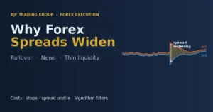 Forex spread widening: bid and ask prices moving apart