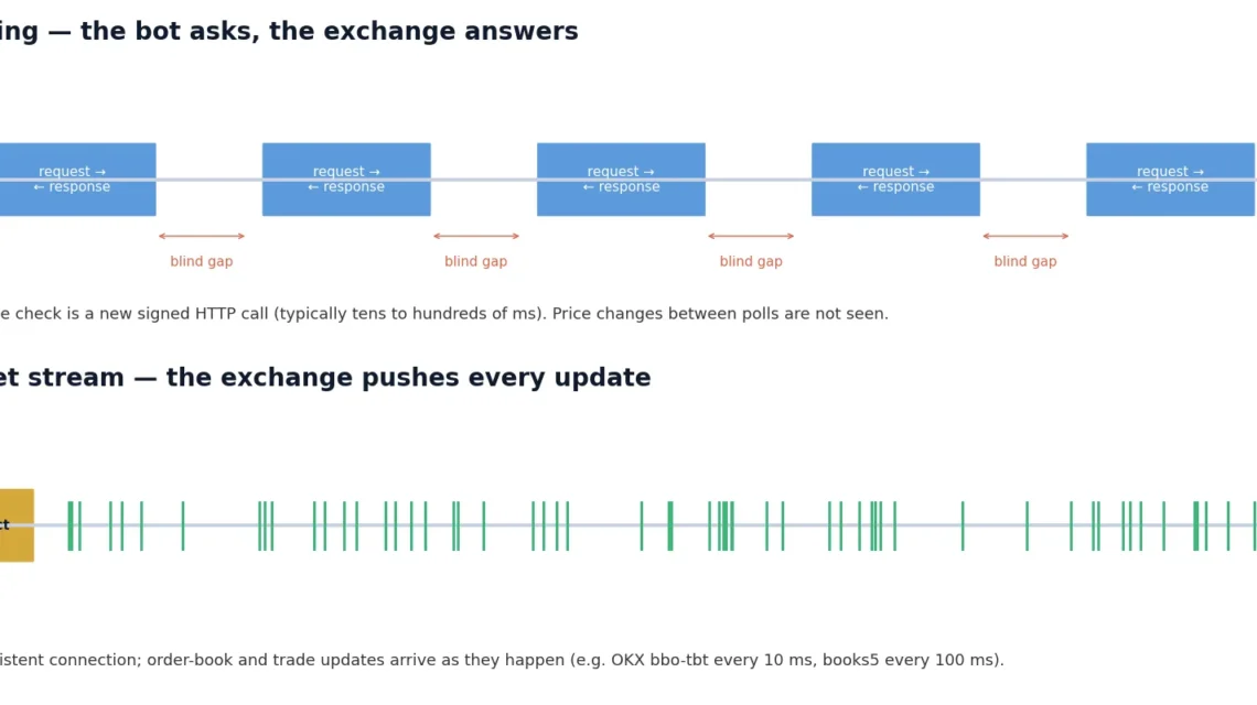 REST polling vs WebSocket stream for crypto exchange market data
